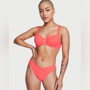 NWOT Victoria's Secret Swim Scalloped Bikini Top Pink/Orange